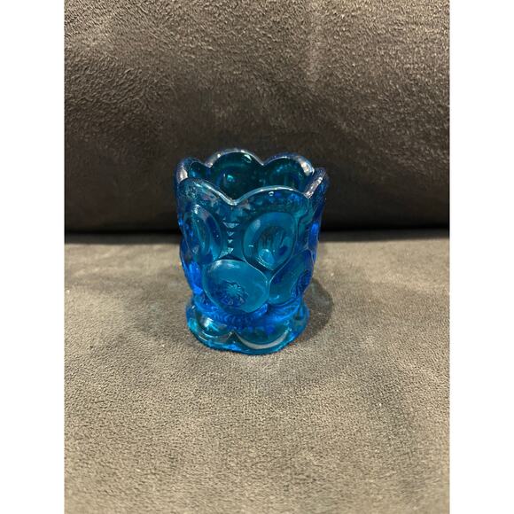 Vintage L.E. Smith Cobalt Blue Moon And Stars Toothpick Holder - Picture 1 of 4